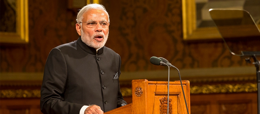 Prime Minister Modi delivers his speech Photo © UK Parliament/ Flickr